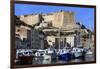 Old citadel view with yachts in the marina, Bonifacio, Corsica, France, Mediterranean, Europe-Eleanor Scriven-Framed Photographic Print