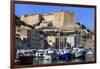 Old citadel view with yachts in the marina, Bonifacio, Corsica, France, Mediterranean, Europe-Eleanor Scriven-Framed Photographic Print