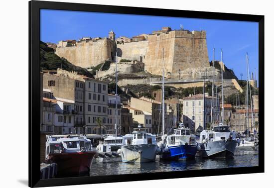 Old citadel view with yachts in the marina, Bonifacio, Corsica, France, Mediterranean, Europe-Eleanor Scriven-Framed Photographic Print