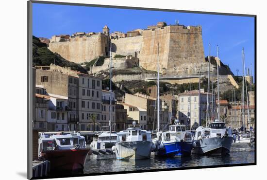 Old citadel view with yachts in the marina, Bonifacio, Corsica, France, Mediterranean, Europe-Eleanor Scriven-Mounted Photographic Print