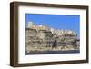 Old citadel, with Aragon steps, atop cliffs, from the sea, Bonifacio, Corsica, France, Mediterranea-Eleanor Scriven-Framed Photographic Print