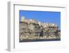 Old citadel, with Aragon steps, atop cliffs, from the sea, Bonifacio, Corsica, France, Mediterranea-Eleanor Scriven-Framed Photographic Print