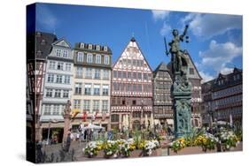 Old City Center Market, Fountain, Frankfurt, Hessen, Germany-Jim Engelbrecht-Stretched Canvas