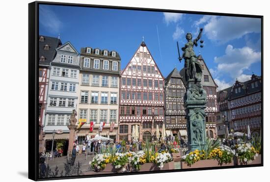 Old City Center Market, Fountain, Frankfurt, Hessen, Germany-Jim Engelbrecht-Framed Stretched Canvas