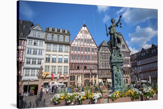 Old City Center Market, Fountain, Frankfurt, Hessen, Germany-Jim Engelbrecht-Stretched Canvas