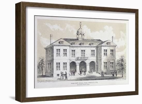 Old City Hall, New York, in 1776, from 'Valentine's Manual', Engraved by George Hayward, 1856-David Grim-Framed Giclee Print