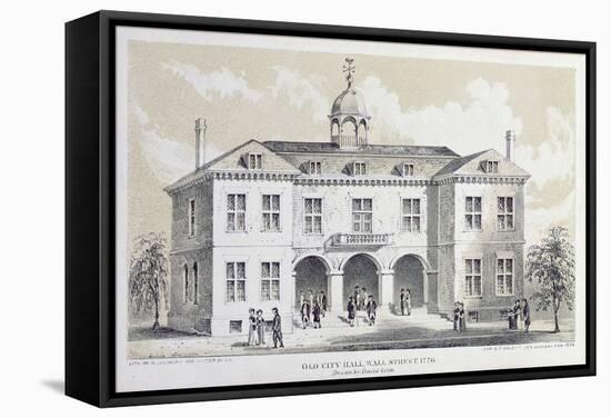 Old City Hall, New York, in 1776, from 'Valentine's Manual', Engraved by George Hayward, 1856-David Grim-Framed Stretched Canvas