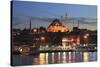 Old City, Suleymaniye Mosque at dusk, Eminonu, Golden Horn, Bosphorus, Istanbul, Turkey, Europe-Wendy Connett-Stretched Canvas