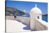 Old City walls and view of coast, Dubrovnik Old Town, UNESCO World Heritage Site, Dubrovnik, Dalmat-Neale Clark-Stretched Canvas