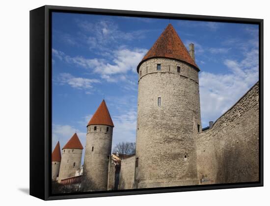 Old City Walls, Tallinn, Estonia-Walter Bibikow-Framed Stretched Canvas