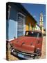 Old Classic Chevy on Cobblestone Street of Trinidad, Cuba-Bill Bachmann-Stretched Canvas