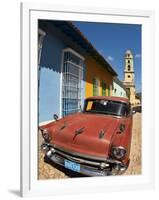 Old Classic Chevy on Cobblestone Street of Trinidad, Cuba-Bill Bachmann-Framed Photographic Print