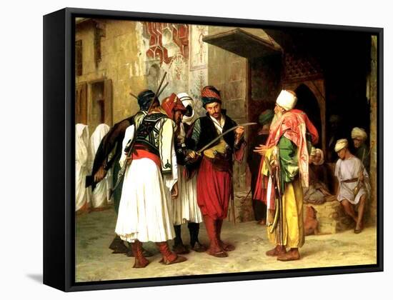 Old Clothes Merchant, Cairo, 1866-Jean Leon Gerome-Framed Stretched Canvas