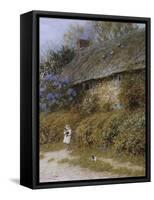 Old Cottage at Freshwater, Isle of Wight (Watercolour with Scratching Out)-Helen Allingham-Framed Stretched Canvas