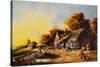 Old Country Village Graffiti-null-Stretched Canvas