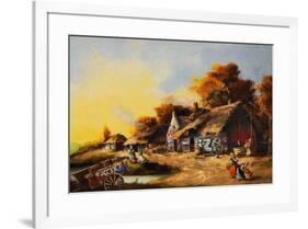 Old Country Village Graffiti-null-Framed Poster