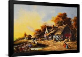 Old Country Village Graffiti-null-Framed Poster