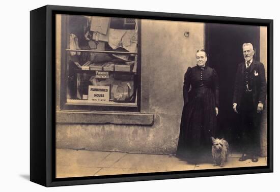 Old Couple and Dog-null-Framed Stretched Canvas