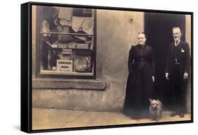 Old Couple and Dog-null-Framed Stretched Canvas