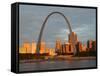 Old Courthouse and Gateway Arch Area along Mississippi River, St. Louis, Missouri, USA-Walter Bibikow-Framed Stretched Canvas