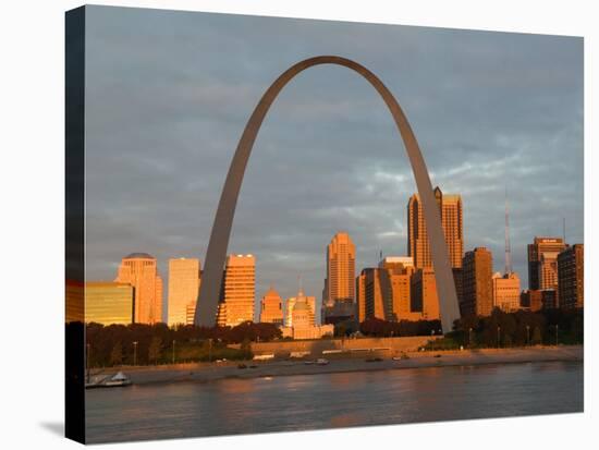 Old Courthouse and Gateway Arch Area along Mississippi River, St. Louis, Missouri, USA-Walter Bibikow-Stretched Canvas