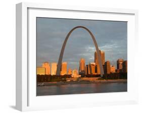 Old Courthouse and Gateway Arch Area along Mississippi River, St. Louis, Missouri, USA-Walter Bibikow-Framed Premium Photographic Print