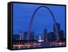 Old Courthouse and Gateway Arch Area along Mississippi River, St. Louis, Missouri, USA-Walter Bibikow-Framed Stretched Canvas