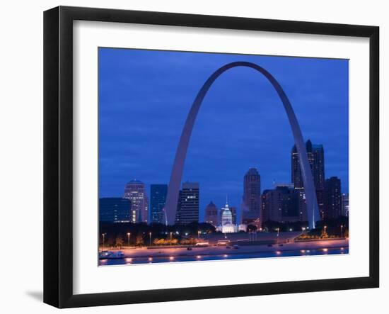 Old Courthouse and Gateway Arch Area along Mississippi River, St. Louis, Missouri, USA-Walter Bibikow-Framed Photographic Print