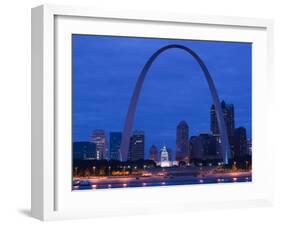 Old Courthouse and Gateway Arch Area along Mississippi River, St. Louis, Missouri, USA-Walter Bibikow-Framed Photographic Print