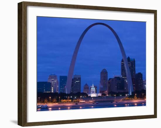 Old Courthouse and Gateway Arch Area along Mississippi River, St. Louis, Missouri, USA-Walter Bibikow-Framed Photographic Print