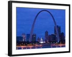 Old Courthouse and Gateway Arch Area along Mississippi River, St. Louis, Missouri, USA-Walter Bibikow-Framed Photographic Print