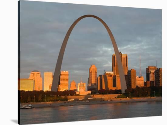 Old Courthouse and Gateway Arch Area along Mississippi River, St. Louis, Missouri, USA-Walter Bibikow-Stretched Canvas