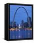 Old Courthouse and Gateway Arch, St. Louis, Missouri, USA-Walter Bibikow-Framed Stretched Canvas