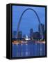 Old Courthouse and Gateway Arch, St. Louis, Missouri, USA-Walter Bibikow-Framed Stretched Canvas