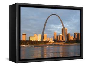 Old Courthouse and Gateway Arch, St. Louis, Missouri, USA-Walter Bibikow-Framed Stretched Canvas