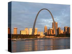 Old Courthouse and Gateway Arch, St. Louis, Missouri, USA-Walter Bibikow-Stretched Canvas