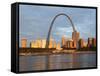 Old Courthouse and Gateway Arch, St. Louis, Missouri, USA-Walter Bibikow-Framed Stretched Canvas