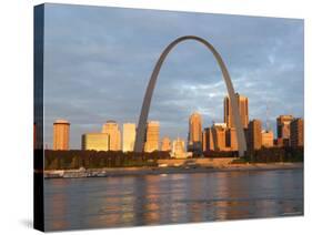 Old Courthouse and Gateway Arch, St. Louis, Missouri, USA-Walter Bibikow-Stretched Canvas