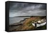 Old Decayed Rowing Boats on Shore of Lake with Stormy Sky Overhead-Veneratio-Framed Stretched Canvas