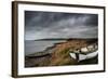 Old Decayed Rowing Boats on Shore of Lake with Stormy Sky Overhead-Veneratio-Framed Photographic Print