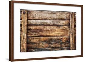 Old Dirty Wood Broad Panel Used as Grunge Textured Background Backdrop and Nature Bark Wooden Wall-khunaspix-Framed Photographic Print