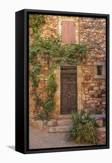 Old Door and House Facade in the Provence-Andrea Haase-Framed Stretched Canvas