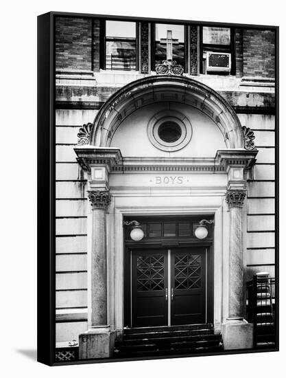 Old Door Entrance to Catholic School Boys Chelsea Winter-Philippe Hugonnard-Framed Stretched Canvas