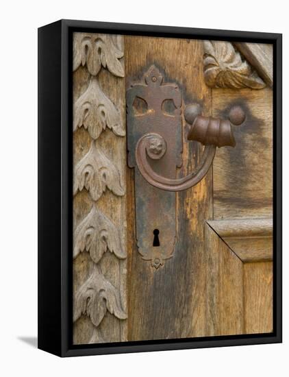 Old Door Handle, Ceske Budejovice, Czech Republic-Russell Young-Framed Stretched Canvas