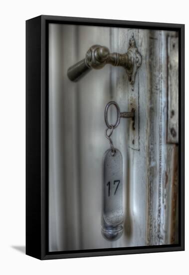 Old Door Handle with Key-Nathan Wright-Framed Stretched Canvas