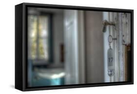 Old Door Handle with Key-Nathan Wright-Framed Stretched Canvas