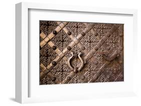 Old Door with Ornament in Royal Wawel Castle, Kracow, Poland.-De Visu-Framed Photographic Print