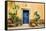 Old Doorway Surrounded by Cactus Plants and Stucco Wall.-BCFC-Framed Stretched Canvas