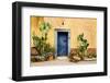 Old Doorway Surrounded by Cactus Plants and Stucco Wall.-BCFC-Framed Premium Photographic Print