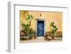 Old Doorway Surrounded by Cactus Plants and Stucco Wall.-BCFC-Framed Premium Photographic Print